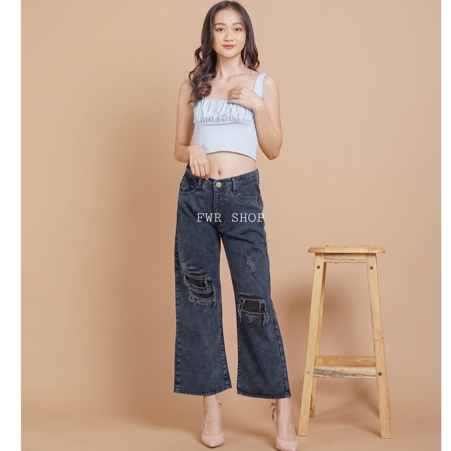 FWR - CELANA KULOT JEANS  RIPPED FURING 11398