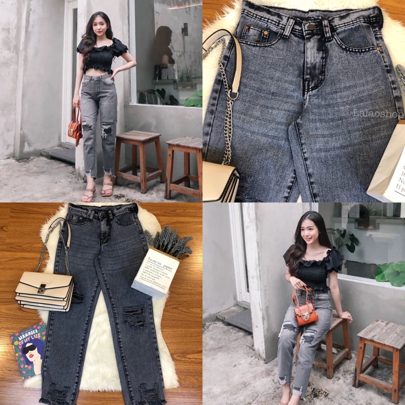 Zeline Ripped Boyfriend Jeans