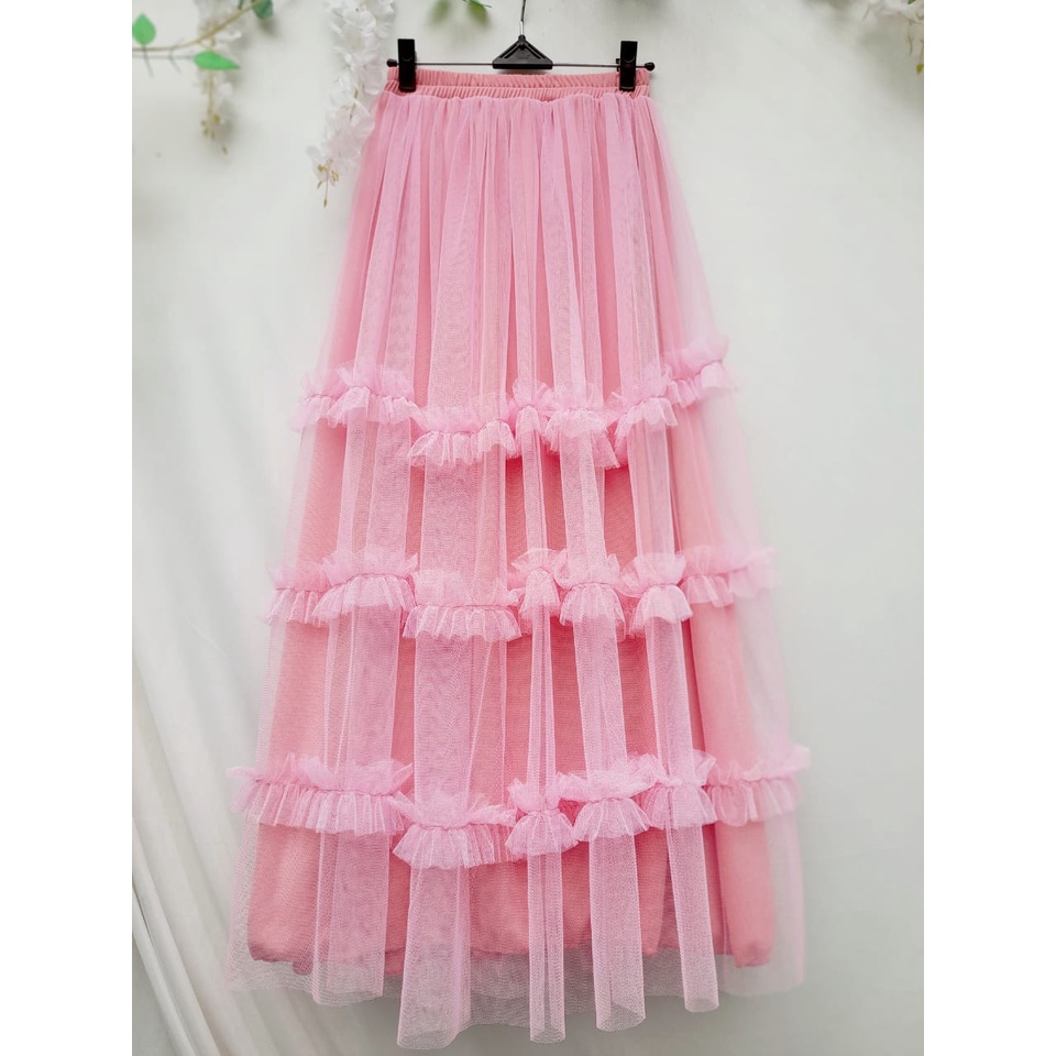 ❤ROK COUPLE❤ ROK TUTU RUFFLE 3 SUSUN/ROK ANAK DAN DEWASA/ROK TILE PREMIUM