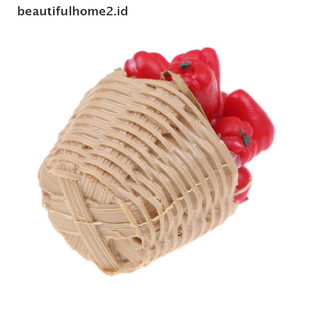 (beautifulhome2.id) Mainan Miniatur Keranjang Bambu + Sayuran Skala 1: 12 Untuk Aksesoris Rumah Boneka