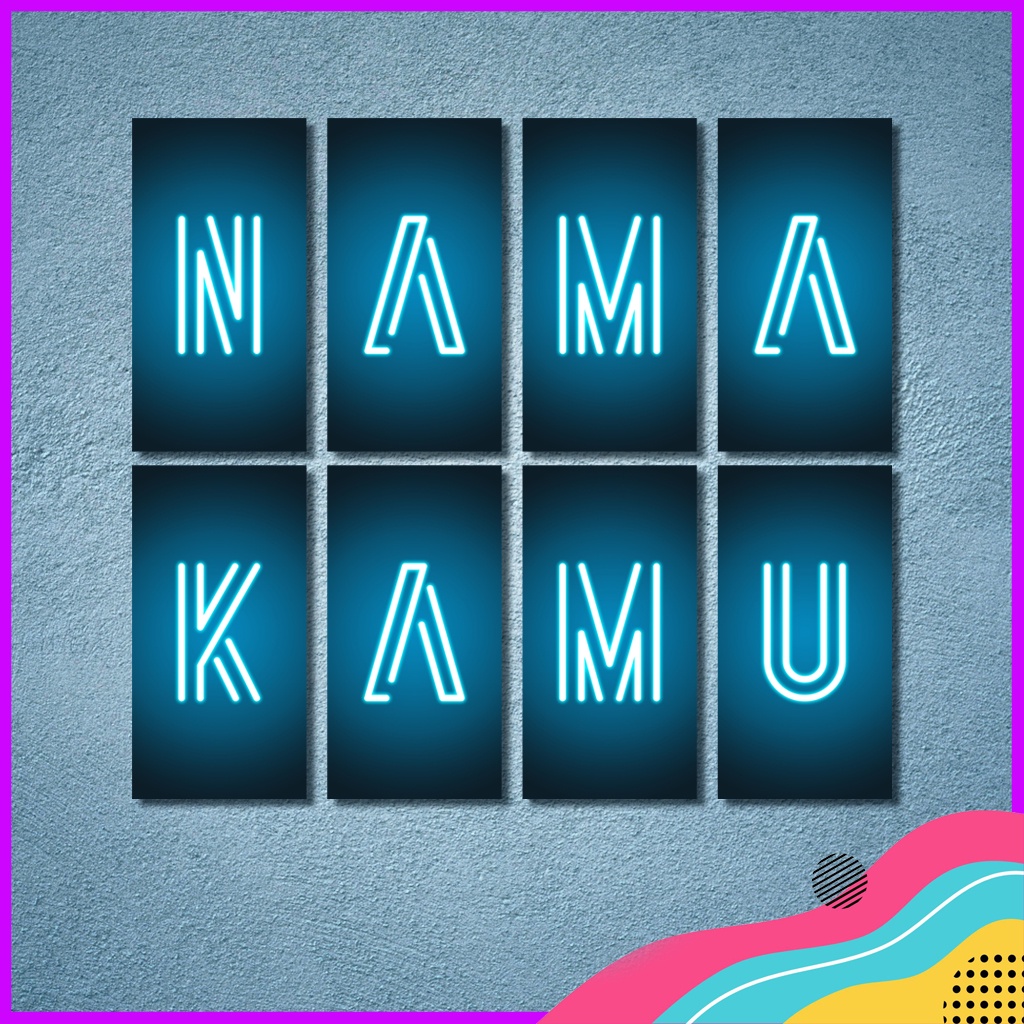Hiasan Dinding Poster Stiker Neon Flex Huruf Angka Aesthetic Custom