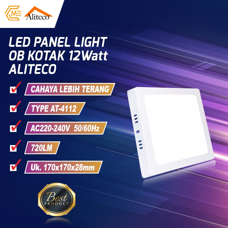 Lampu Downlight Panel Light LED Segi Putih Outbow 12W 220V AT-4112