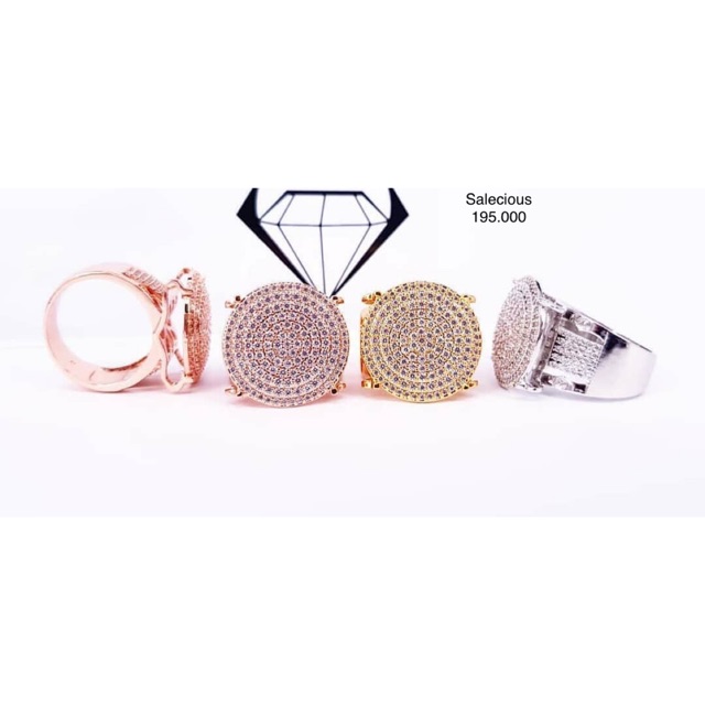 Cincin perhiasan Lapis emas luxury dengan zircon italy asli