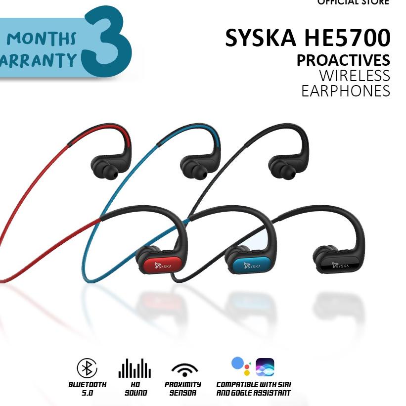Stok terbatas.. Soundplus - Syska HE5700 / Earphone Bluetooth Murah / Neckband Wireless Sport BT4.2
