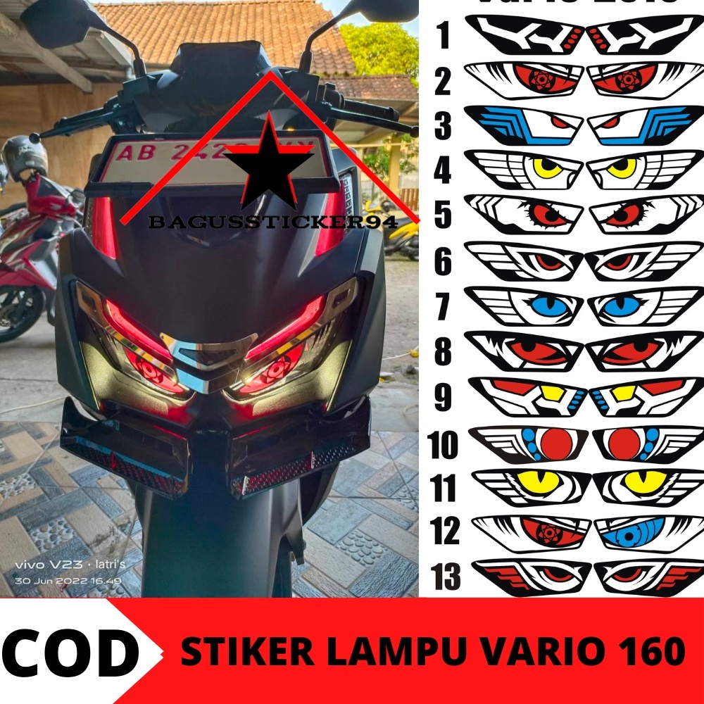 Jual STIKER LAMPU VARIO 160 TERBARU/ATIKER ALIS VARIO 160/VARIASI MOTOR