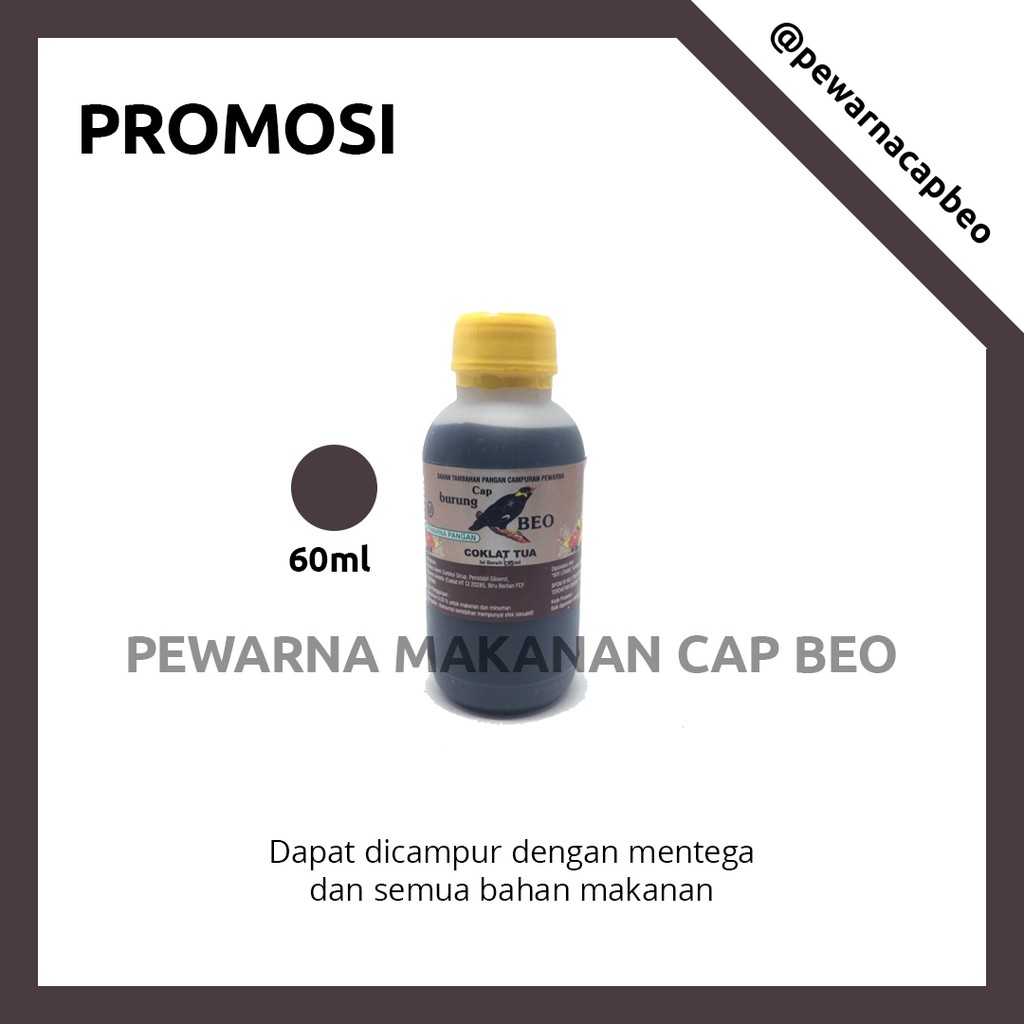 

PEWARNA MAKANAN MURAH Warna Coklat Tua 60ml Cap Beo