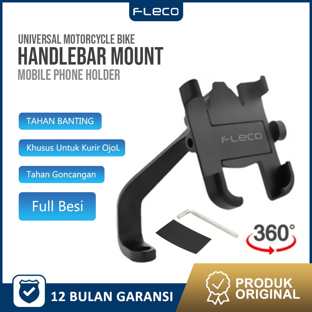 Holder HP Motor Spion Bahan Besi / Full Metal Body C-2 Motorcycle Holder FLECO