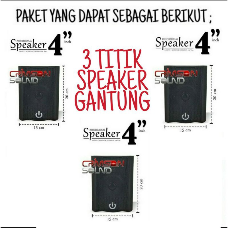 Paket 3 Speaker 4 inch Crimson Cr 402 Buat Ruangan Cafe Dan Kantoran