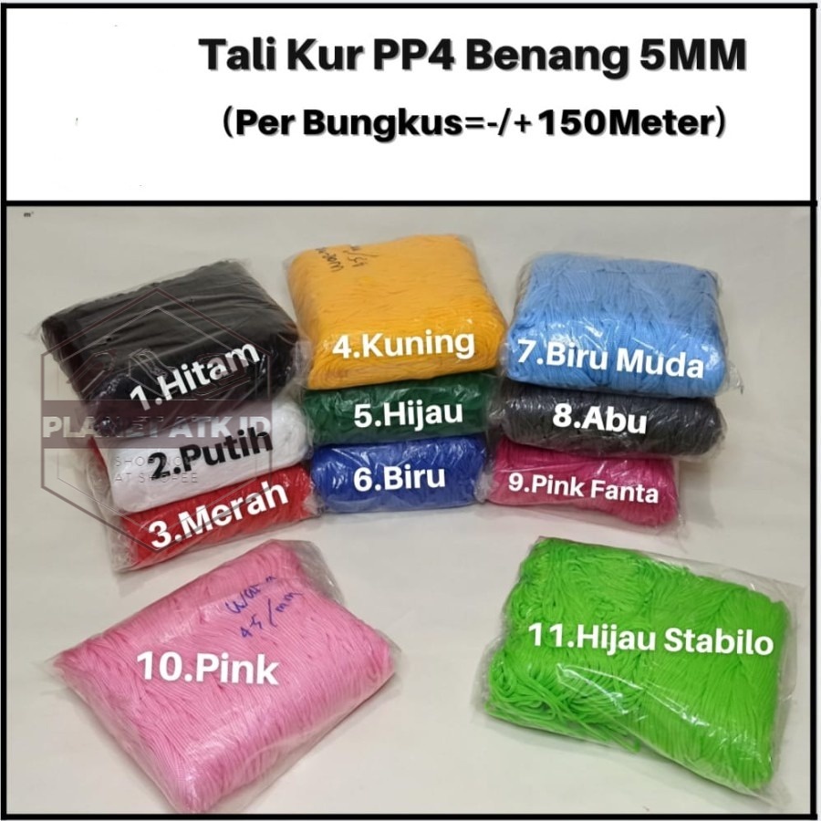

Tali Kur Benang PP Diameter 5mm/Warna/Hitem/Putih/Cord/Bungkusan
