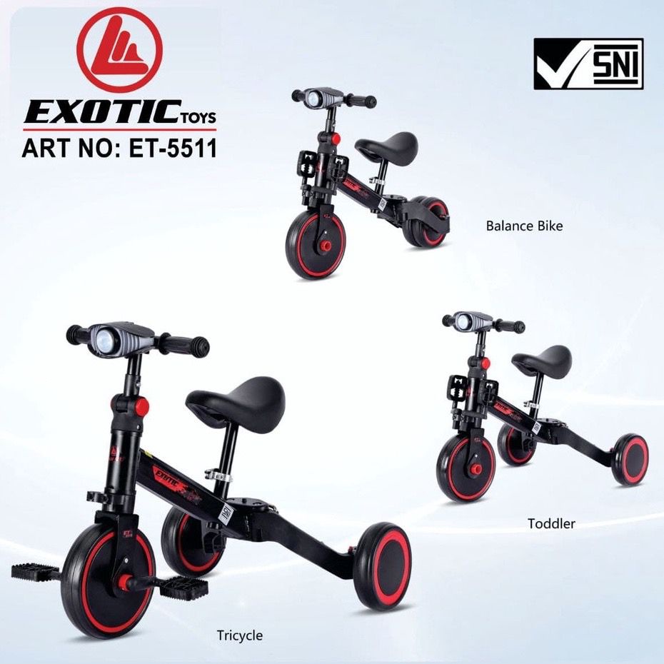 Balance Bike Sepeda Roda 3 Tiga Tricycle Push 3in1 Anak Exotic PMB 20-5, PMB 20-9, ET 5511, ET 5512, ET 709, ET 2008, ET 2011, ET 2103, Gyro 717 MT, Aviator AT 7905, Aviator AT 7901