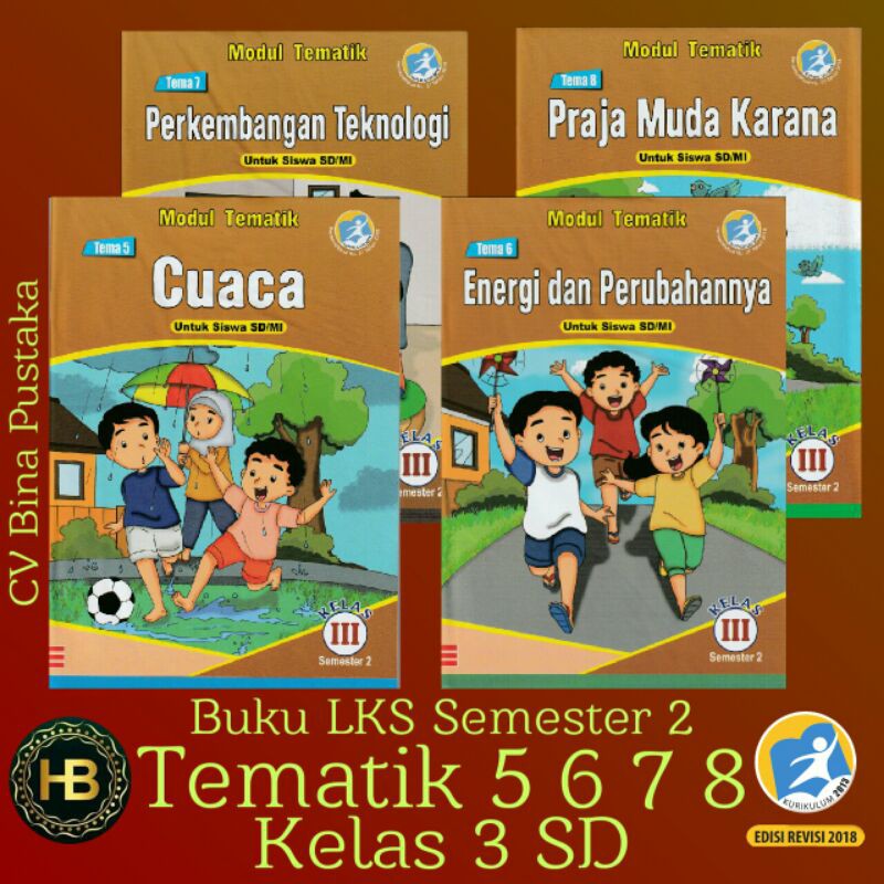 Buku LKS Kelas 3 SD Tema 5678 Semester 2 - Modul Tematik - Cover Terbaru - Kurikulum 2013