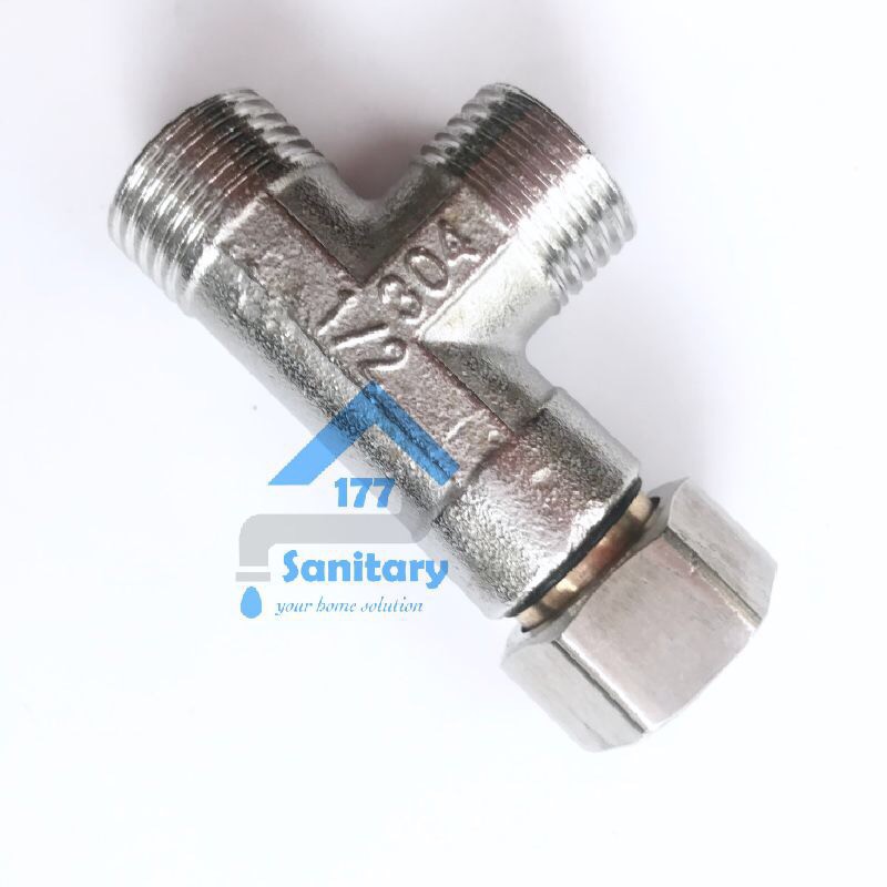 Nepel T Stainless 304 RING Uk 0.5 Inch AP-Nepel Tee Kran T Fitting Mur Mor Sambungan Kran Shower adapeter valve kloset closet /X37