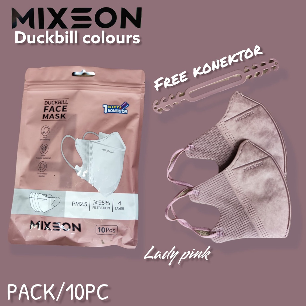 MIXSON DUCKBILL 4PLY EMBOS /10 - MASKER DUCKBILL MIXSON FREE KONEKTOR KEMENKES