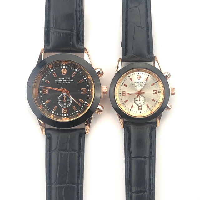 ［Ready Stock］Jam tangan couple kulit kombinasi jam wanita pria fashion s1044