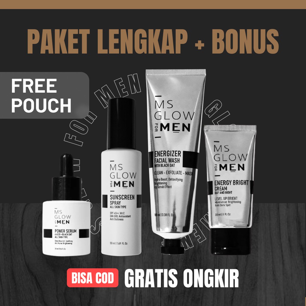 Ms Glow Men Paket Lengkap Skincare Pria Paket Pemutih Wajah Pria Glowing BPOM Original Official Shop-2
