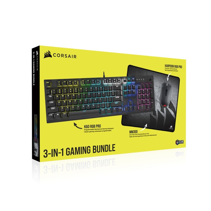 CORSAIR 3iN 1 GAMING BUNDLE ( k60 RGB PRO+HARPOON RGB PRO+MM300 MED )