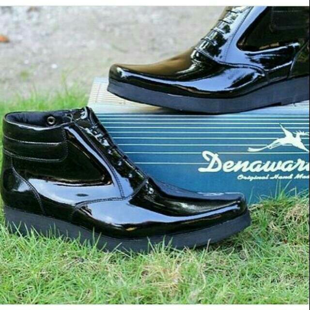 Sepatu pdh tinggi sol tebal/sepatu pdh polri sepatu denawari