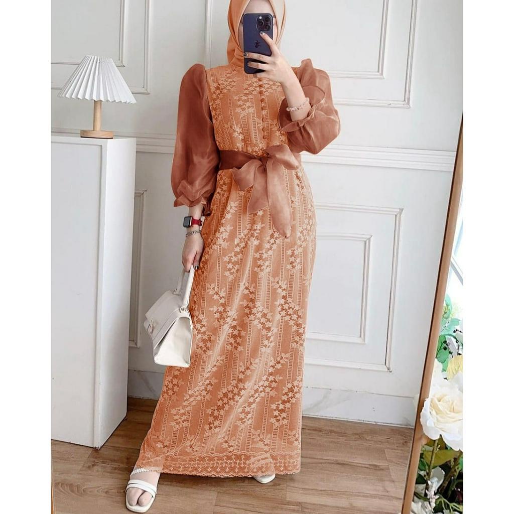 O2 Fashion /maxi luis/READY STOK/ Size S-M-L-XL-XXL/ busui seleting depan/busui friendly/ Luis dress / bisa cod /dress gamis organza/ gamis kondangan/ maxi lebaran  dress model terbaru dress mewah dress cantik