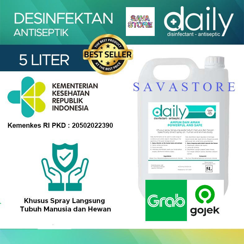 DESINFEKTAN DAILY REGULER DISINFEKTAN ANTISEPTIC 5 LITER 5L DISINFECTAN ANTI VIRUS ANTI BACTERIAL