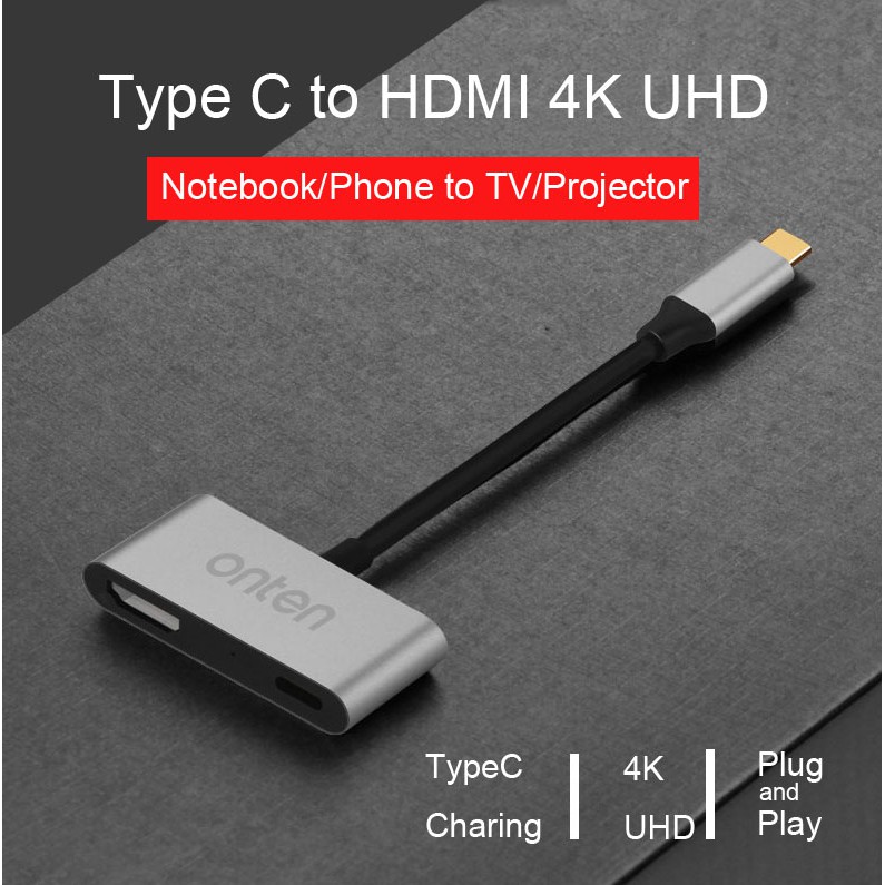 ONTEN 4K Type C Cable Converter to HDMI and Type C Port OT-9592