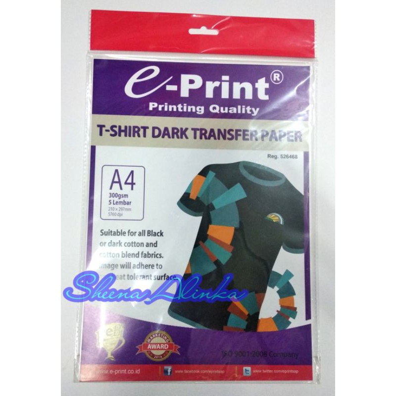 

TRANSFER PAPER DARK E PRINT A4 300 GRAM ISI 5 LEMBAR