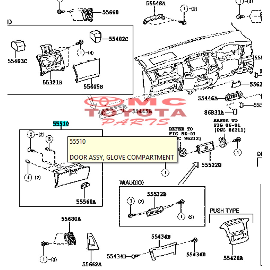 Tutup Cover Laci Bawah Dashboard Kijang Innova 55550-0K020-B1