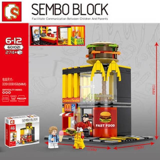 SEMBO BLOCK HAMBURGER STORE 274PCS/ mainan anak brick kado hadiah