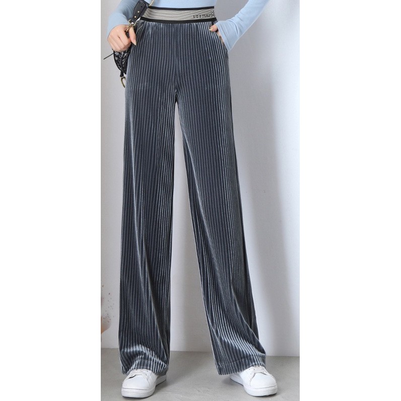 Women Long Velvet Pleated Pants Import Premium ( Celana Prisket Beludru Panjang )