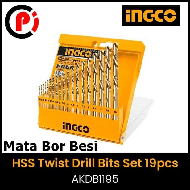 Original Ingco Mata Bor Besi HSS Drill Bit 19 Pcs 1 mm sd 10 mm