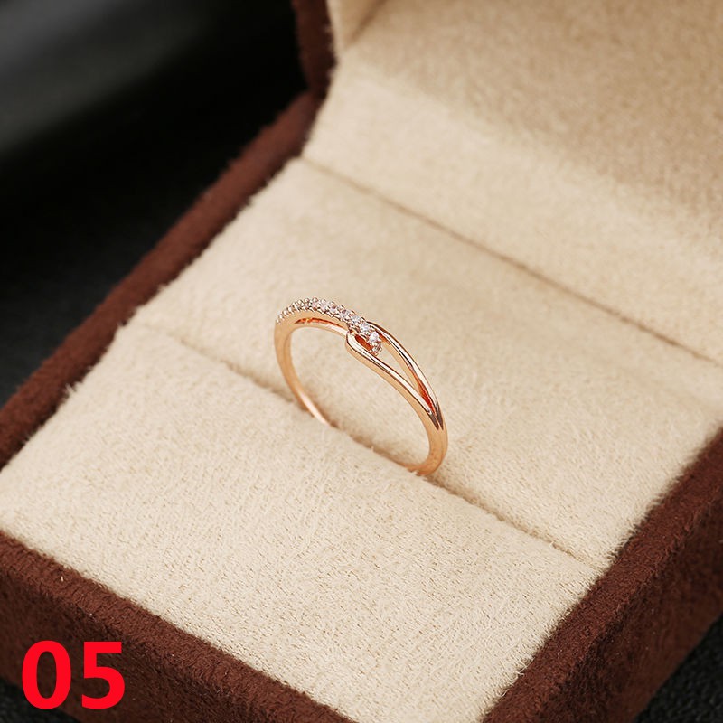 Pandora Cincin 14K Rose Gold 14K Hias Berlian Zirconia Kubik Dengan Kotak Untuk Pernikahan