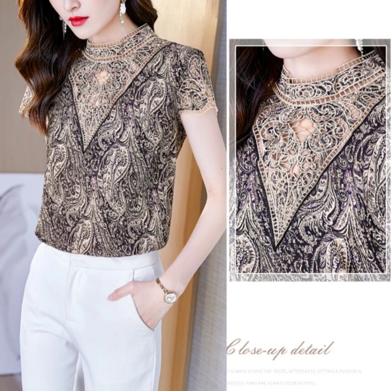 MDLV ~ 0151# Cinzia Embroidered Top Atasan Blouse Import