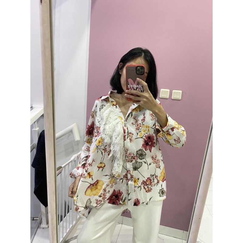 NABO - Okasan Roses Shirt (kemeja Bahan Rayon)