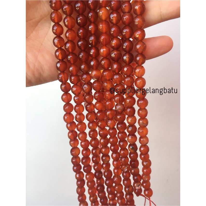 Batu manau orange FACET 8mm CUTTING bahan gelang kalung akik oren asli manao alam fashion kesehatan