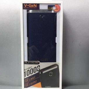 POWERBANK V-GEN PB-V10KX1 10000 MAH FABRIC TEXTURE TYPE C PORT PLATINUM