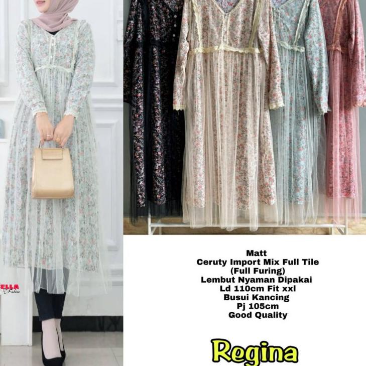 Model Baru.. reka regina tunik brukat tunik ceruty full furing tunik tile terbaru marsela long tunik