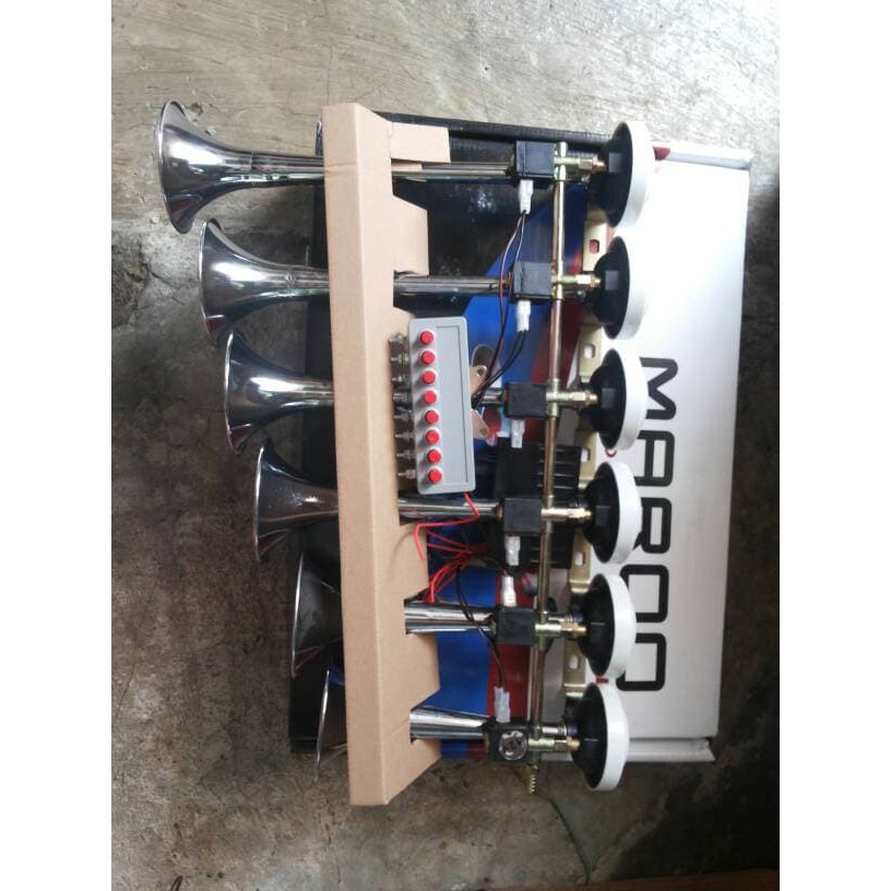 Hot Promo klakson telolet 6 corong 8 tombol maroo 12v