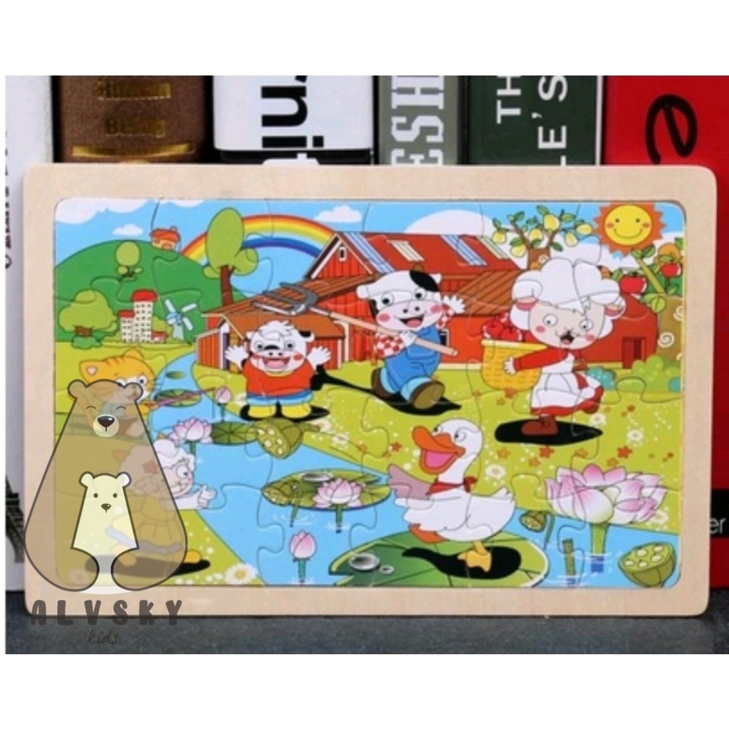 MAINAN EDUKATIF / JIGSAW PUZZLE / PUZZLE KAYU GAMBAR 24 PCS LUCU