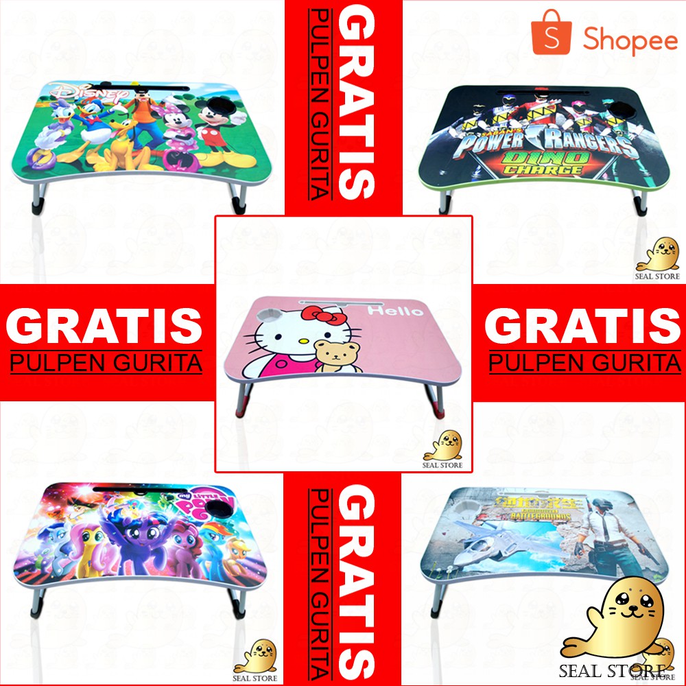 Meja Lipat Karakter / Meja Lipat Belajar Anak Karakter / Meja Laptop Portable