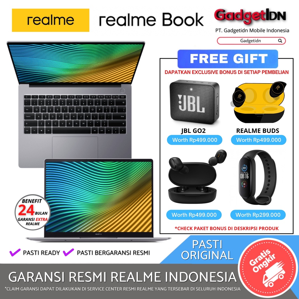 REALME BOOK LAPTOP 8GB SSD 256 / 512 i3 i5 CORE REALMEBOOK GARANSI RESMI INDONESIA