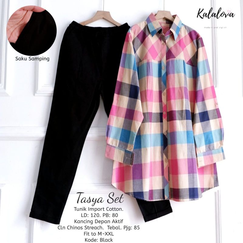 ROSY SET/ BRAVE SET / TASYA SET BY KALALOVA. SETELAN WANITA TERBARU-Tasya black