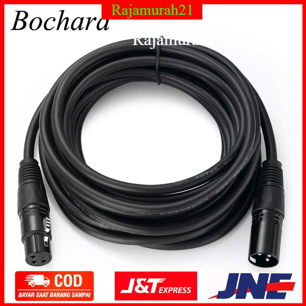 PROMO Bochara Kabel XLR M/F OFC Microphone Karaoke Shielded - BOF30 - Black