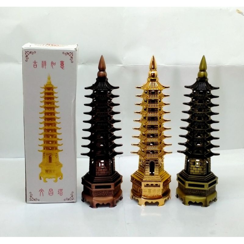 

Miniatur Pajangan menara pagoda China 25cm bahan full Besi
