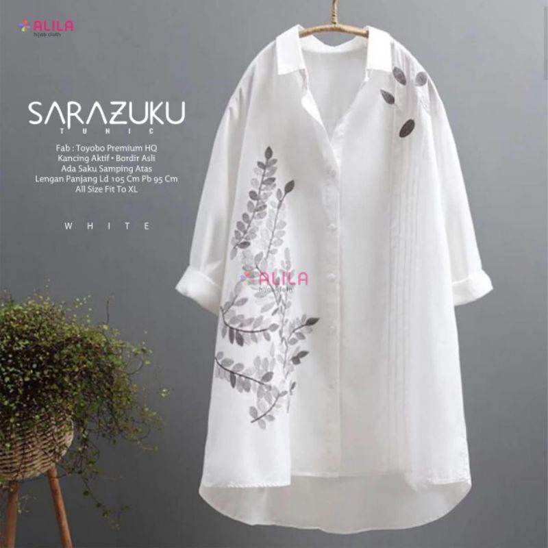 BLOUSE TUNIK PUTIH BORDIR BUNGA BUNGA I BAJU PUTIH BORDIR CANTIK
