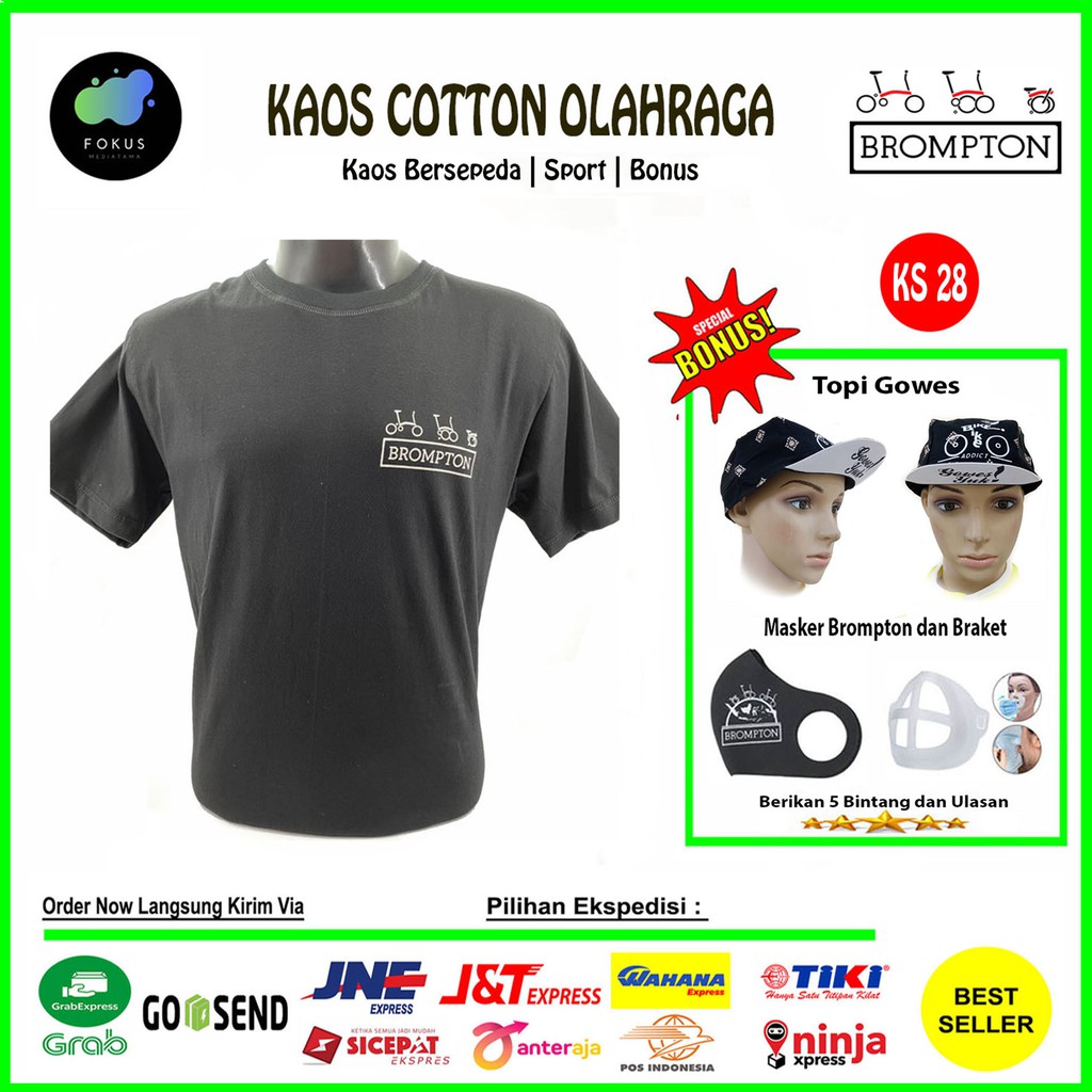 Kaos Sepeda Brompton Tshirt Gowes Bersepeda - Hitam Sepeda