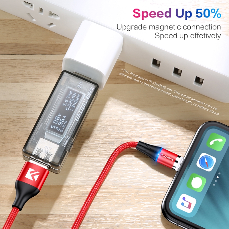 3A Kabel Data / Charger Lightning Micro USB Magnetik Fast Charging untuk iPhone / Samsung / oppo