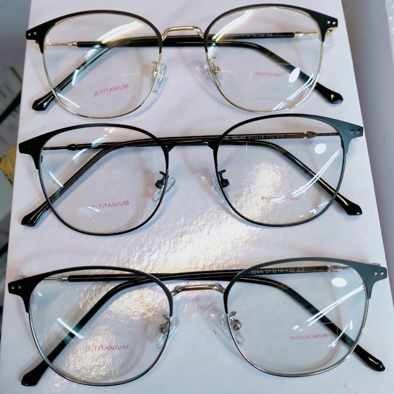 Kacamata Lensa Photocromic Anti Radiasi Wanita Pria Fashion 2 in 1 Besi Frame Potokromik 5551 1924-3