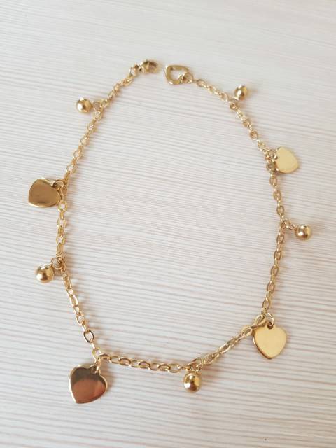 SET Gelang Tangan &amp; Gelang Kaki Love  TITANIUM gold Import Antikarat