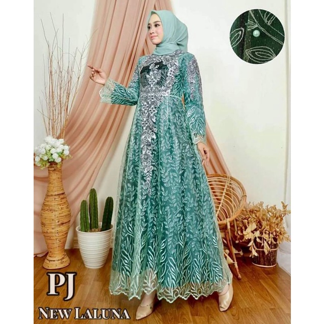 New Laluna Tile Mix Satin Velvet , Dress Mewah , Dress Pesta , Original Pelangi Jaya.