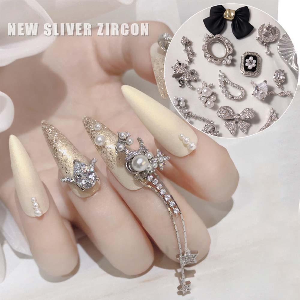 Mxbeauty Charms Rantai Rumbai Desain Bunga Zircon 3D Untuk Dekorasi Nail Art