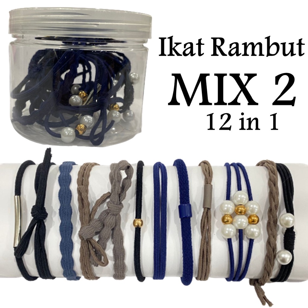 HC Ikat Rambut Simple Bahan Karet Gaya Korea untuk Wanita kemasan tabung isi 12pcs Impor-MIX 2